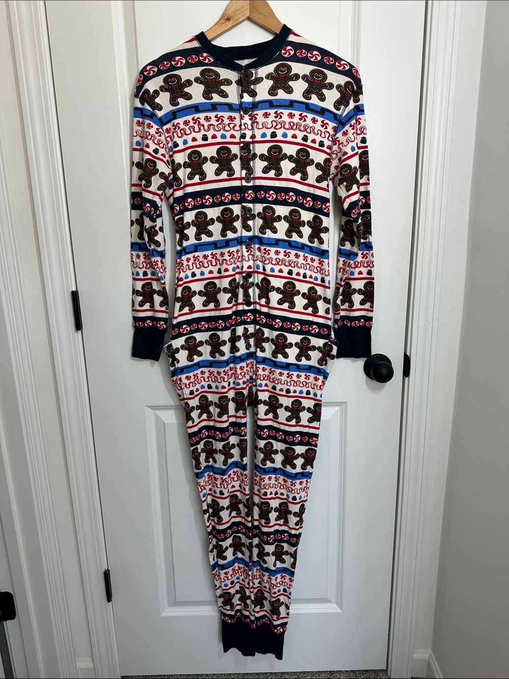 Lazy Ones Adult Flapjack Gingerbread Holiday Onesie Pajamas White & Brown M